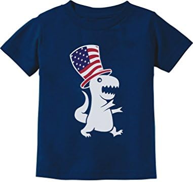 Trex Dinosaur American Flag Boys 4th of July Shirt Toddler Kids Patriotic Shirts 3T Navy
