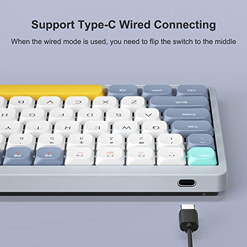 Teclado Mecânico Sem Fio 84 Teclas 2.4G+BT5.0+Tipo-C 3 Conexões 75% Teclados de Layout de Baixo Perf