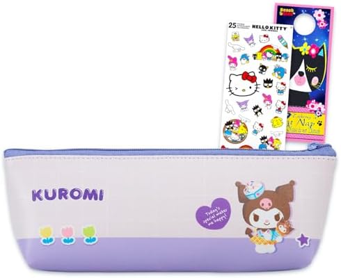 Kuromi Writing Set - Bundle with Slim Sanrio Holder for Pencils, Highlighters, Pens, More Plus Stickers | Kuromi Stationery Set for Teens, Women image 5