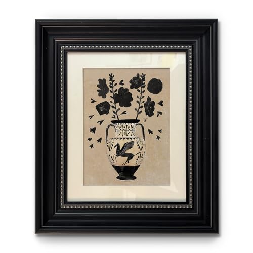 razliubit Black Framed Floral Wall Art, Replaceable Vintage Painting Wall Decor Ready to Hang, Abstract Artwork Room Decor, 11.5x13.5 Inch Framed