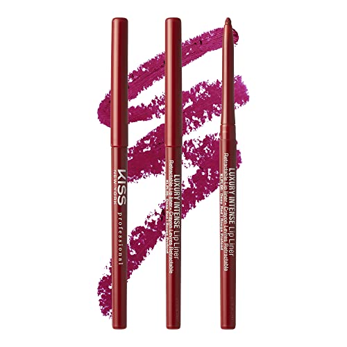 Kiss New York Luxury Intense Lip Liner, Long-Lasting Creamy Lip Liner Retractable Easy To Use Lip Liner 3Pcs (Deep Red) #TOP11