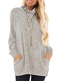 TAKEYAL Turtle Necks Tops for Women Long Sleeve Tunic Shirts Fall Winter Trendy Pullover Sweaters with Pockets