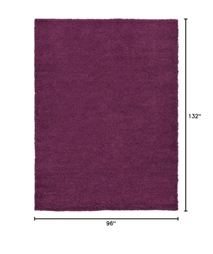 Unique Loom Solid Shag Collection Area Rug (8'x 11' Rectangle, Eggplant Purple) - Thumbnail 2