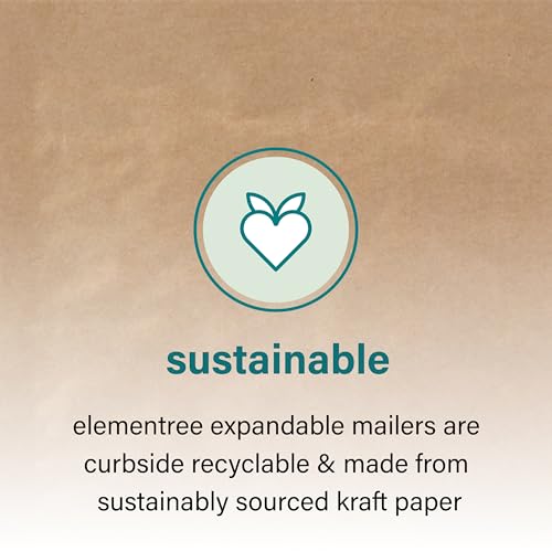 Elementree Nachhaltige, erweiterbare Papier-Versandtaschen, groß, 50 Stück