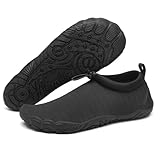 Mishansha Badeschuhe Herren Damen Wasserschuhe rutschfeste Schwimmschuhe Schnelltrocknende Aquaschuhe Strandschuhe Neoprenschuhe für Meer Steinstrand Schwarz,Gr.43