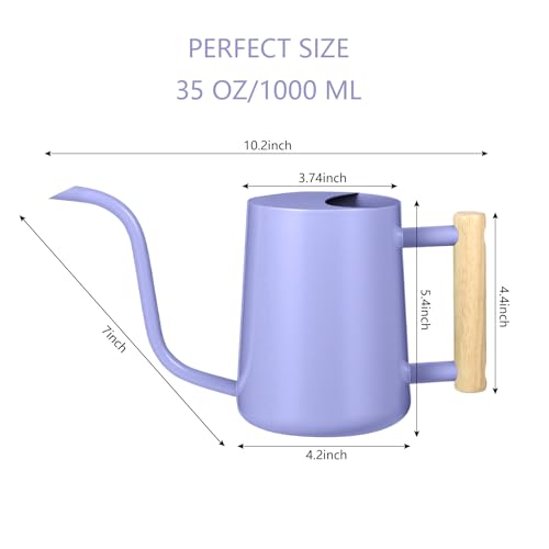 Image of Watering Can Indoor Plants, 35oz Small Stainless Steel Metal Watering Can Modern Decorative Watering Pot with Long Spout for Indoor House Plant Bonsai Garden Flowers (Purple)