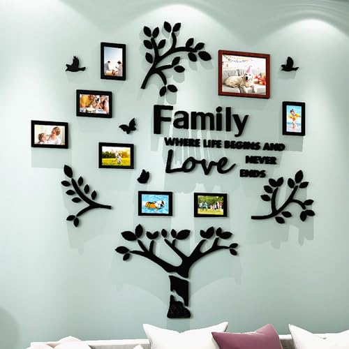 Picture Frames Collage Wall Decor - Engineered Wooden 4x6 8x10 Picture Frame Hanging Black Collage Picture Frames for Wall Pictures Family Tree Wall Decor Living Room Gallery Wall Frame Set Decor