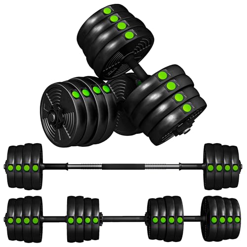 SPORTNOW 2-in-1 Hantel Set, 30 kg verstellbar Dumbbell Set mit 16 Hantelscheiben, bodenschonend für Krafttraining, Fitness, Gewichtheben, Schwarz