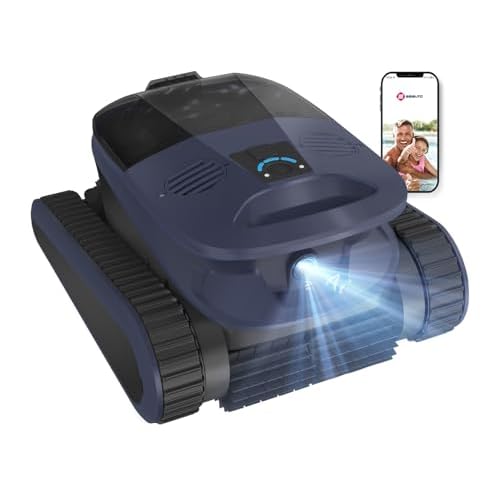 Pool Vacuum,Seauto New Shark Robotic Pool Cleaner for Inground Pools,4 Brushes&Motors,Waterline Only Mode,AI Sonar Navigation,240-Mins Runtime Sucks u