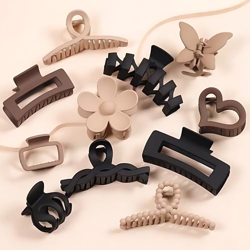 Image of BAKEFY -6 Pcs Claw Clips, Multi-Shapes Hair Clips for Women Girls, Non-Slip Large Small Medium Jaw Claw Clips for Thick Thin Curly Hair Accessories