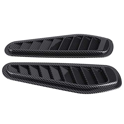 Air Flow Intake Cover, 2pcs Universal Carbon Fiber Style Decorative Scoop Bonnet Vent Hood Cover Hood Vents for Cars