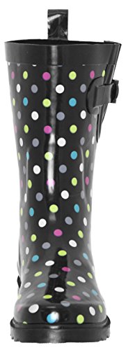 Capelli New York Ladies Multi Dots Printed Mid-Calf Rubber Rain Boot Multi Rainbow Combo 8 - Thumbnail 2