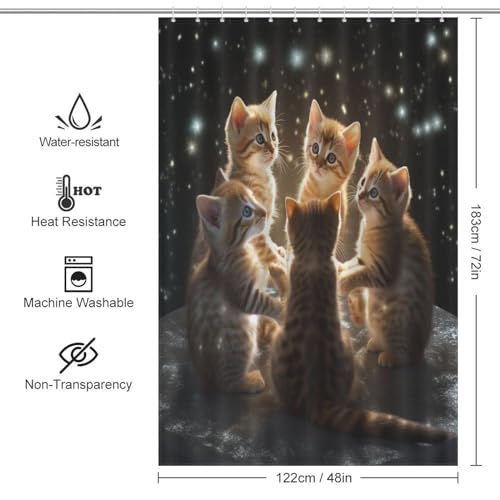 Rideau de douche chat imperméable en polyester 122x183cm