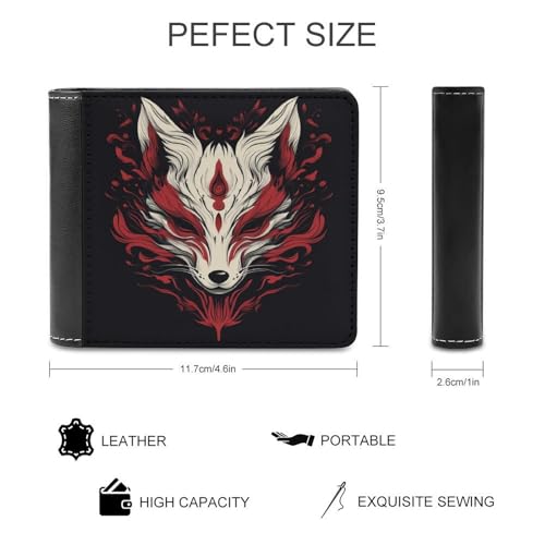 Japanese Kitsune Fox Soft PU Leather Bifold Wallet, Coin Purse Credit Pass Case, Durable Card-Holder Slim Billfold for Men Woman Money Storage2