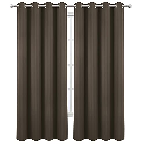 Image of LEMOMO Blackout Curtains 66 x 95 inch /Chocolate Brown Curtains Set of 2 Panels /Thermal Insulated Room Darkening Bedroom Curtains