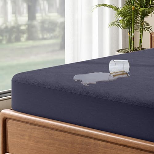 Image of Frido Waterproof Mattress Protector Single Size with 100% Spill-Proof TPU Membrane, Breathable Anti-Allergen Terry Fabric, Machine Washable, Bed Protector Cover (Royal Blue, 72 Inches X 36 Inches)