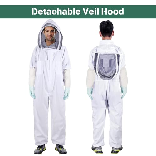 Bee Suit Professional Beekeeper Suit for Men Women Full Body Veil Hood Beekeeping Supplies Costume for Beekeeper (XXL (with Gloves)) - Image 4