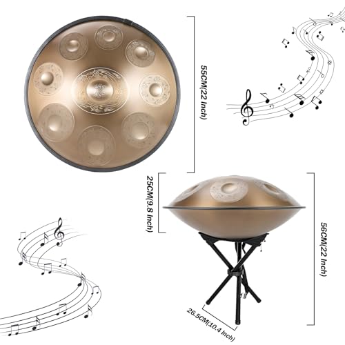 Handpan Drum D Minor 9/10/12 Notas Handpan Drum 22 Pulgadas Handpan Drum 432Hz/440Hz para Principiantes, Profesionales y Musicoterapeutas (Un Color-9 Notas(432Hz)) miniatura 3