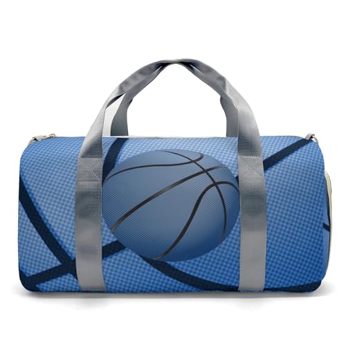 Personalized Basketball Print Blue Duffle Bags Custom Name for Women Girls Custom Travel Perform Training Bag2