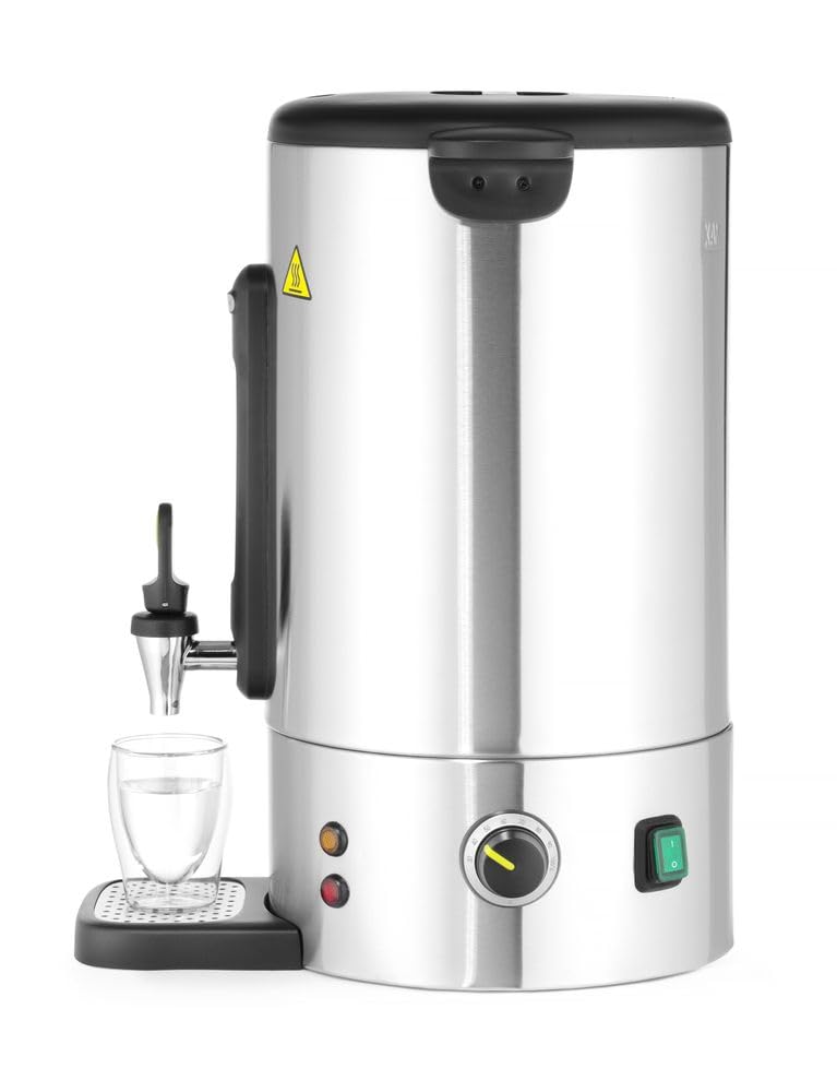 HENDI Hervidor de agua eléctrico 16L, dispensador de bebidas calientes, termo de una pared para vino, té, hasta 100°C, 230V, 50/60Hz, 1650W, 357x380x(H)502mm, acero inoxidable satinado, PP