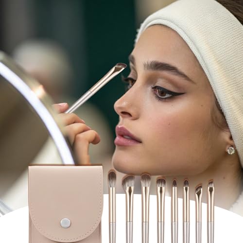 RTRTGS 8 Piezas Pinceles de Maquillaje para Ojos, Juego de Pinceles para Sombras, Delineado, Difuminado, Pinceles para Ojos, para sombra de ojos, mezcla, cejas - imagen 7