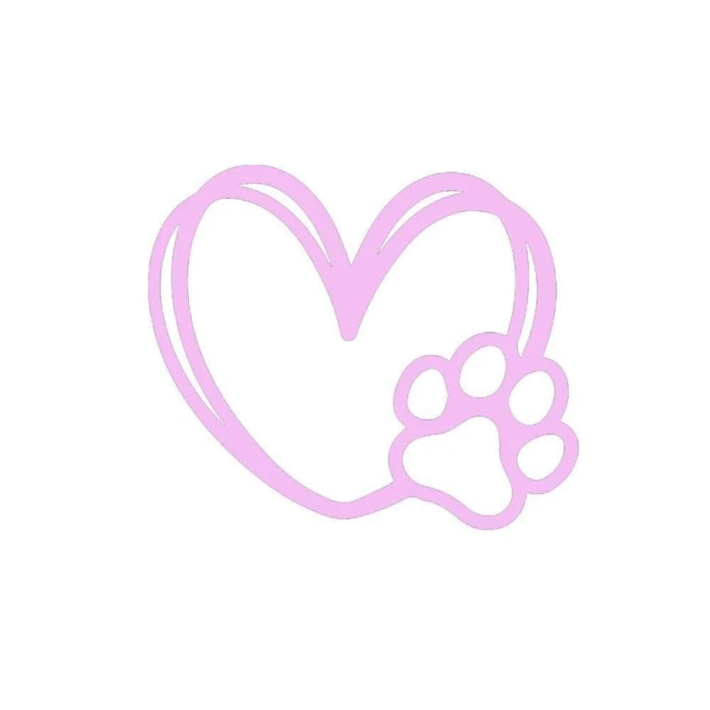 Dog Paw Heart Shaped Car Sticker Car Decal(Pink)