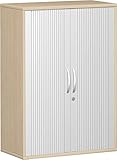 800x425x1152 Geramöbel Querrollladenschrank 2 Dekor-Einlegeböden, abschließbar, 800x425x1152, Silber/Ahorn