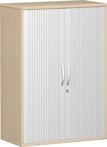 Geramöbel Querrollladenschrank 2 Dekor-Einlegeböden, abschließbar, 800x425x1152, Silber/Ahorn