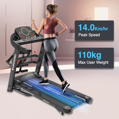 Image of MAXPRO Impact Run 5HP Peak DC Motor Multifunction Foldable Treadmill for Home Gym with Massager, 6 Level Incline,Max.Speed 14km /hr,Fit Show App,Running Machine for Home use with LED Display(PTM600M)