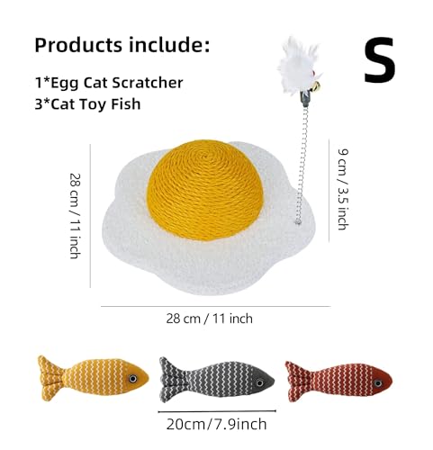 Rascador Para Gatos Tipo Huevo 11x11x3.5 pulgadas Sisal miniatura 7