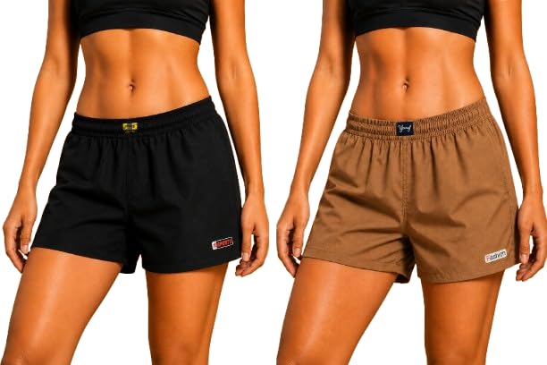 Women’s Cotton Shorts Combo Pack (Black & Brown) – Elastic Waist Casual Lounge Shorts | Soft Breathable Running & Gym Shorts for Women-picture-27