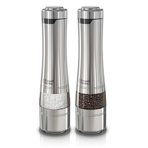 Russell Hobbs Electric Salt & Pepper Mills, Stainless, Set of 2 Grinders