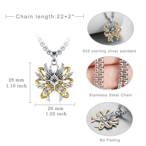 Biblically Accurate Angel Necklace 925 Sterling Silver Angel Wings Necklace Saints Jewelry Gifts for Men Women4