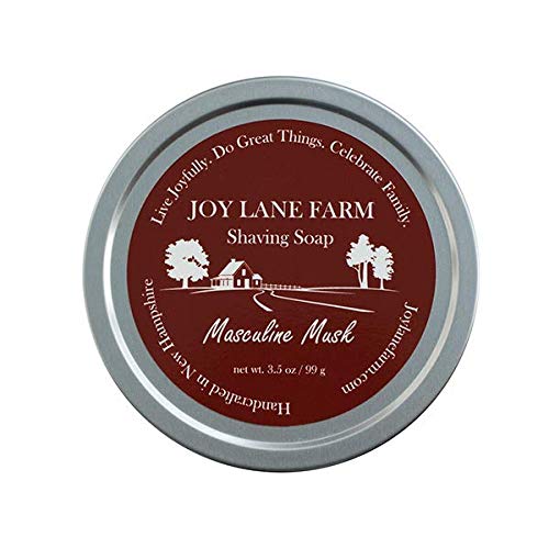Joy Lane Farm - Shaving Soap For Men - Vintage Portable Palmolive and Coconut Cake Puck - Lathering and Moisturizing Facial Shave Soaps - Traditional American Mens pre-shave bar (Masculine Musk)