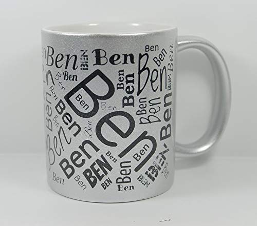 online-hut Namenstasse (Wunschname) Metallic Silber/selber individuell Gestalten/Personalisierbar mit eigenem Text/Werbetasse/zum bedrucken/Motivtasse/Firmentasse/mit Logo Cover