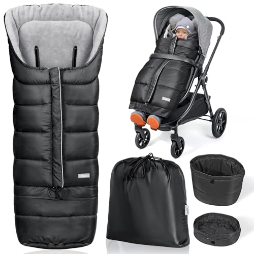 Image of Orzbow Stroller Footmuff Universal - Weather-Proof Bunting Bag for Toddler, Warm Fleece Sleeping Bag for Cold Weather, Easily Attaches to Most Strollers, Baby Boys Girls Winter Essentials, Black