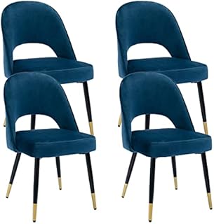 Wahson Velvet Dining Chairs Set of 2 Side Chairs Kitchen Corner Chairs with Metal Legs, Modern Leisure Chairs for Living Room/Dining Room,Blue