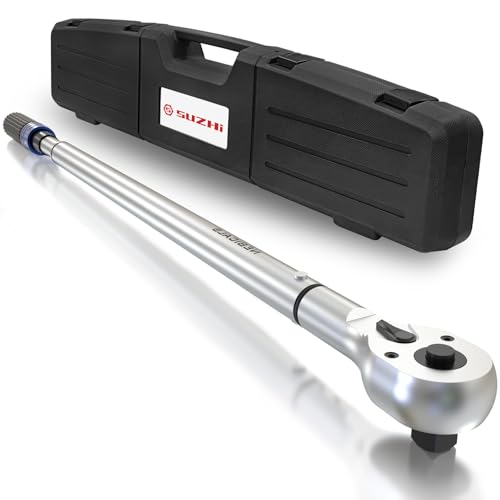 Image of SuZhi 3 /4 Inch torque wrench 100-600 ft lb /135.6-813.6 N.M /Aluminum Alloy handle & Cr-Mo Material Head, Heavy Duty, Professional,Dual Direction, Store in Solid Case