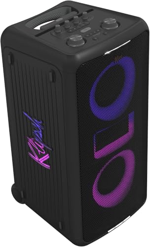 Klipsch Miami Music City Party Speaker - Six Light Show Settings, 18 Hour Battery Life, Ipx4 Rated, Pole Mountable, Trolley Wheels And Retractable Han