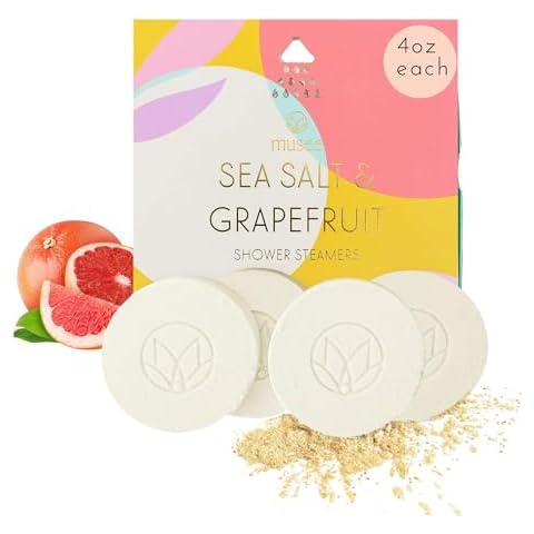Musee Shower Steamers, Sea Salt & Grapefruit, Aromatherapy Gift Set for Women, Handmade in USA, Paraben-Free & Sulfate-Free, Unique Christmas Gifts for Women, 4-Piece Set Cover
