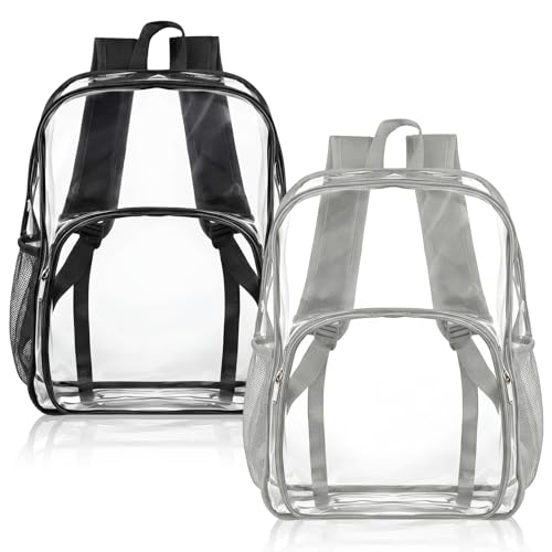 Image of Amylove 2 Pcs Clear Backpack for Stadium Events Heavy Duty PVC Transparent Bookbag for College Workplace Security(15 Inches, 2 Color)
