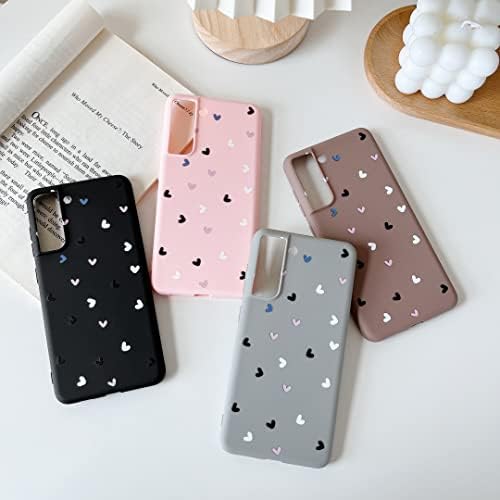 DEFBSC Heart Case For Samsung Galaxy S21 FE, Cute Love-Heart Pattern Phone Case Ultra Slim Soft TPU Bumper Protective Back Cover for Samsung Galaxy S21 FE - Brown