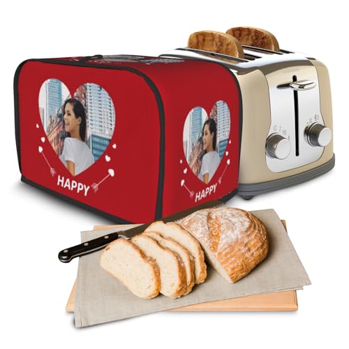 Toaster Cover,Custom Toaster Covers 2 Slice Wide Slot with Loop,Small Appliance Cover for Most Standard 2 Slice Toasters Machine Washable/Fingerprint Protection Kitchen Accessories (Heart Picture)