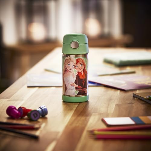 Thermos kids FUNTAINER STRAW BOTTLE DISNEY 0,35 l, Frozen II, Thermoflasche Kinder aus Edelstahl mit Trinkhalm, 12 h kalt, spülmaschinenfest, dicht ohne Kohlensäure, Disney Flasche für Kita, Schule 6