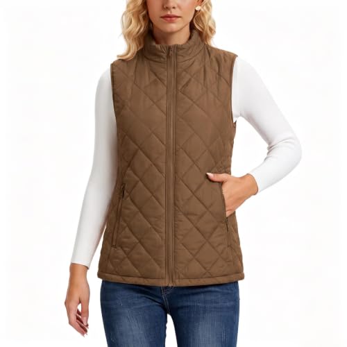 Gouuuia Women's Quilted Vest Full Zip Stand Collar Sleeveless Puffer Vests - image 7