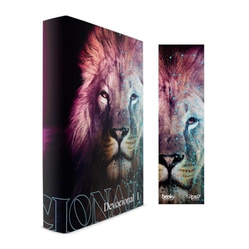 Devocional I – Capa leão neon – Capa dura + marca páginas – Book7: