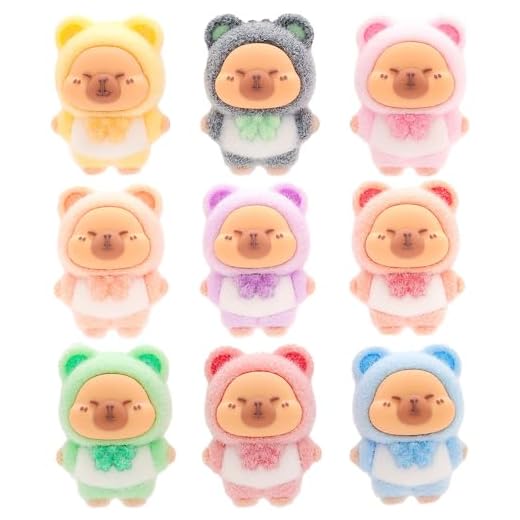 JAHEMU Capybara de Peluche Figura Mini Figuras Animales Decoración para Tartas Capibara Figurine Niños Juguete Fiesta de Cumpleaños Regalo DIY Decoración en Maceta 9 Piezas