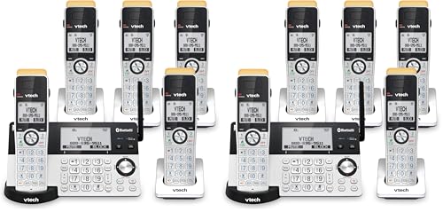Image of VTech IS8151-5 Super Long Range 5 Handset DECT 6.0 Cordless Phone for Home with Answering Machine,2300' Range,Call Blocking,Bluetooth,Headset Jack,Power Backup,Intercom,Expandable to 12 HS (Pack of 2)