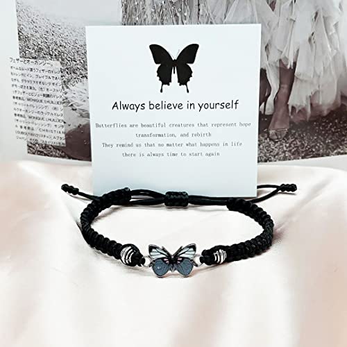 CJIAYUJEW Always believe in yourself Butterfly Bracelet, Cute Butterfly Charm Bracelets Matching Bracelet Friendship Couple Bracelets3