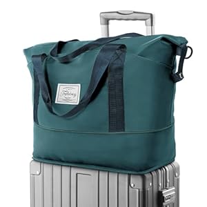 Travel Duffel Bag – Large Shoulder Weekender Overnight Bag, Carry on Bag with Wet Pocket, Waterproof Expandable Duffel Bag with Trolley Sleeve, Sports Tote Gym Bag for Women, Peacock blue